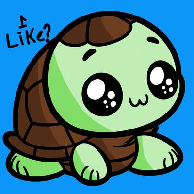 cute little animated turtle