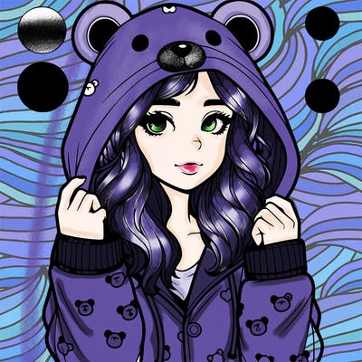 realistic girl in a animal pjs hoodie