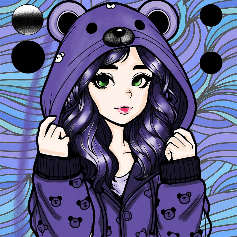 realistic girl in a animal pjs hoodie