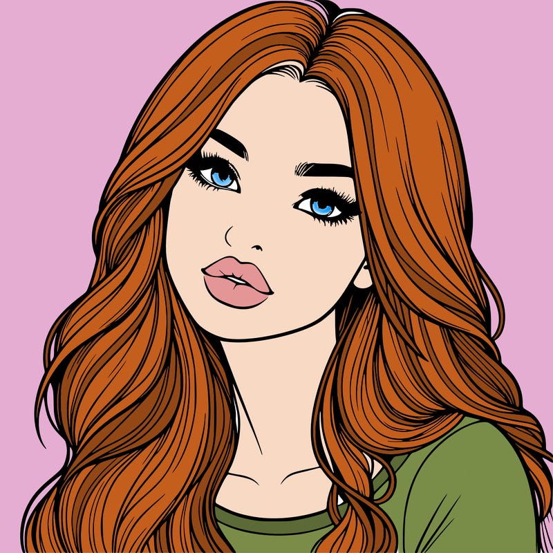realistic girl with hair on her hair and lips