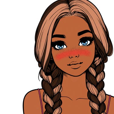 realistic girl with braids