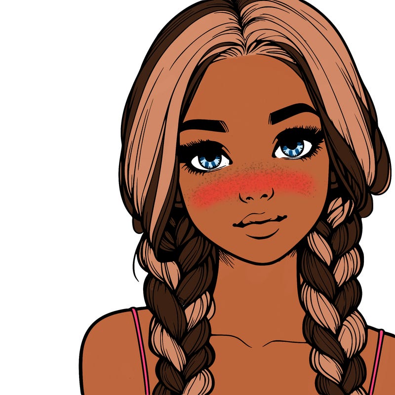 realistic girl with braids