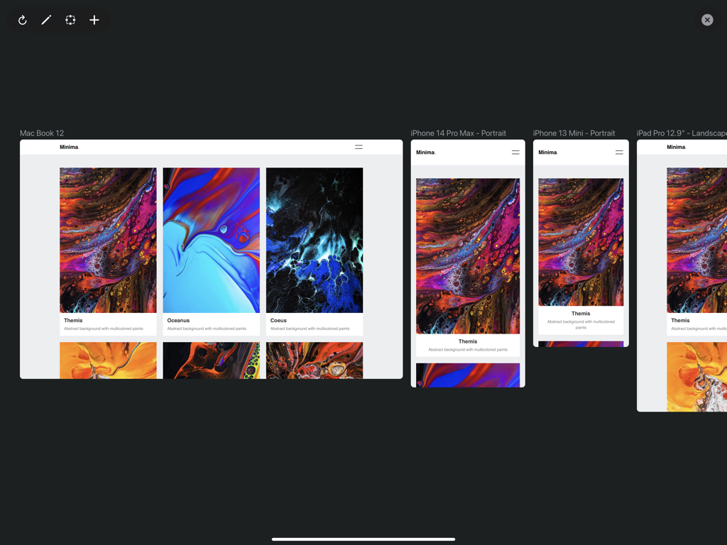 Vista previa de diseño de sitio web adaptable para pantallas móviles y de escritorio en Blocs