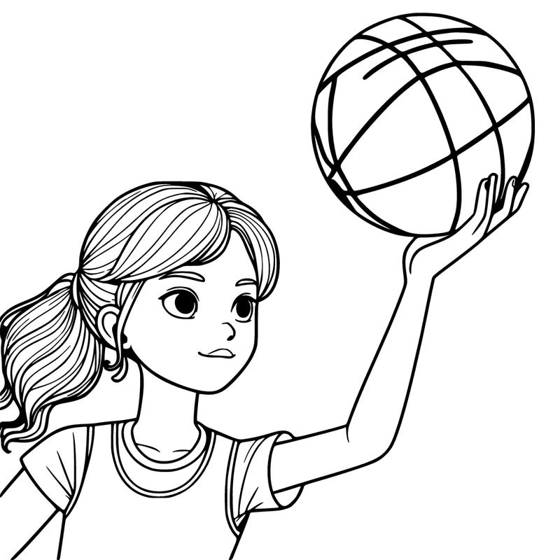 realistic girl playing basketball