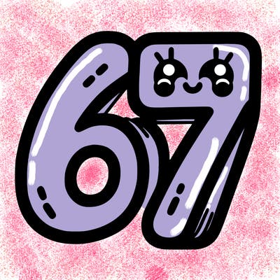the numbers 67