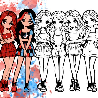 a group of girls realistic