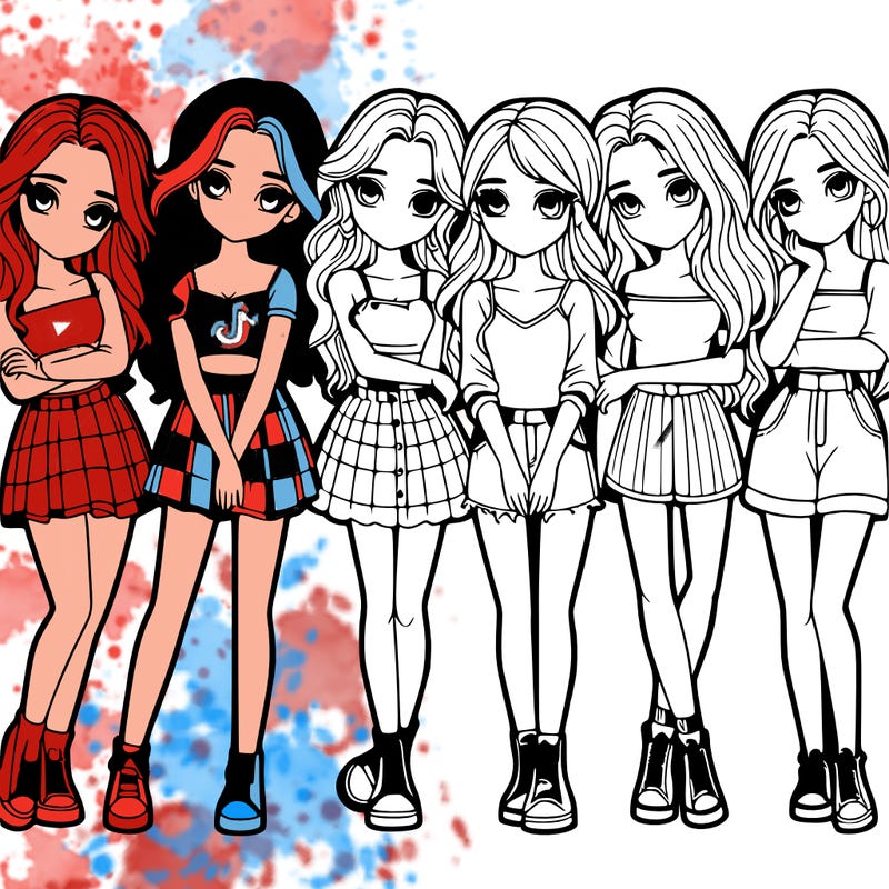 a group of girls realistic