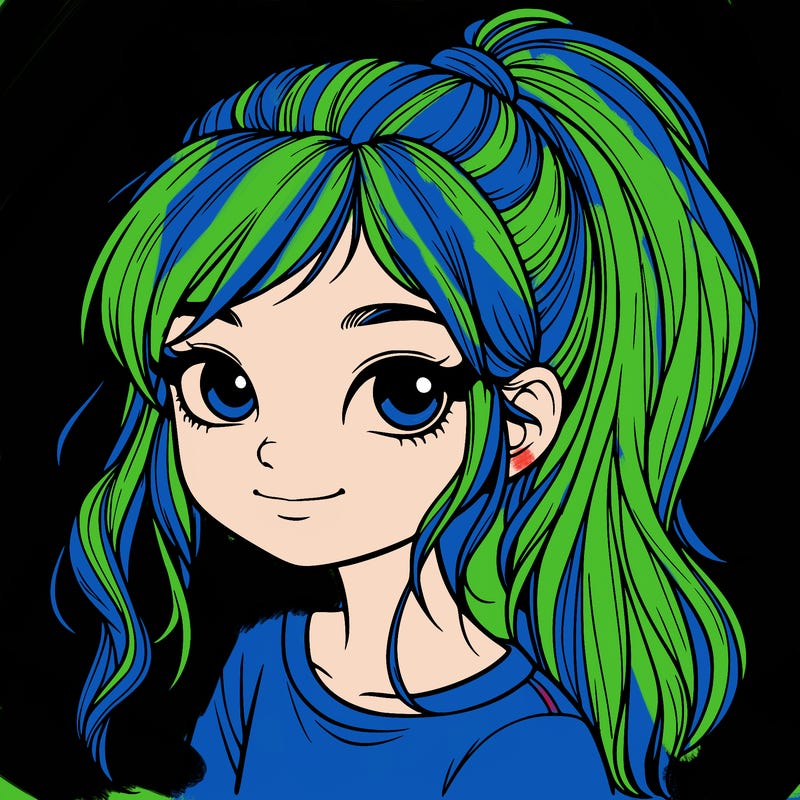 realistic girl with ponytail