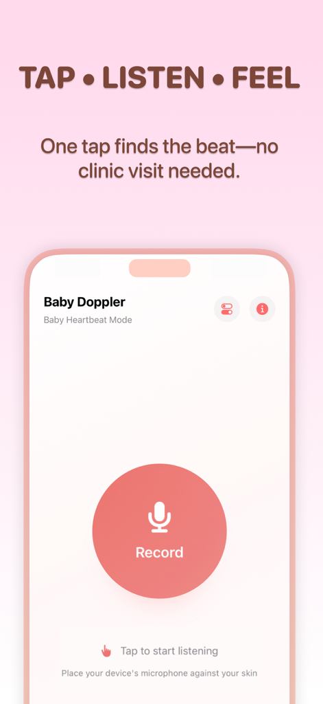 Hear My Baby Heartbeat Wombly - Baby Doppler recording screen in the Wombly heartbeat monitor app