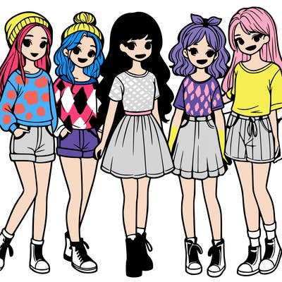 a group of five girls