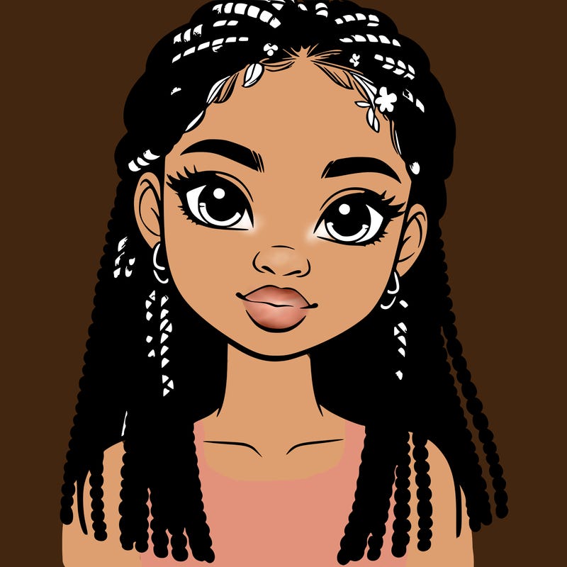 a realistic black girl with braids