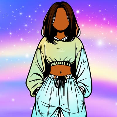 realistic girl faceless with baggy pants and a crop top