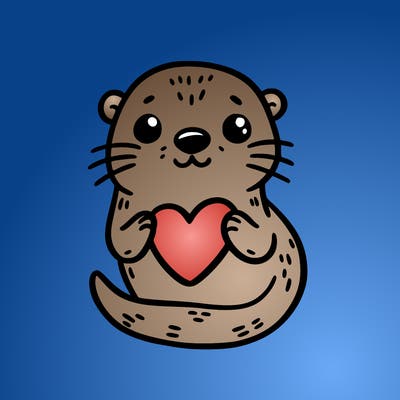 otter with a heart