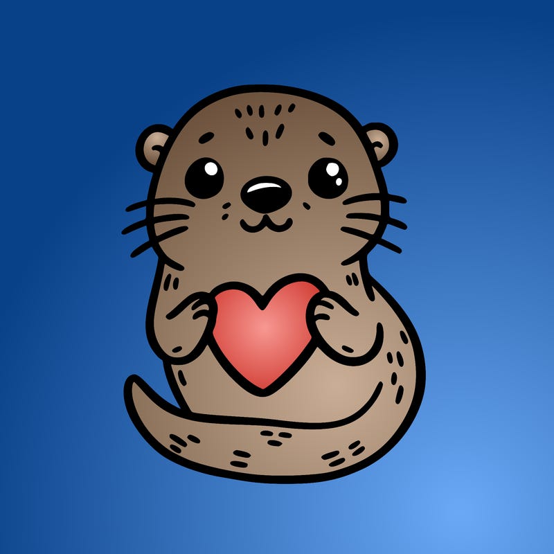 otter with a heart