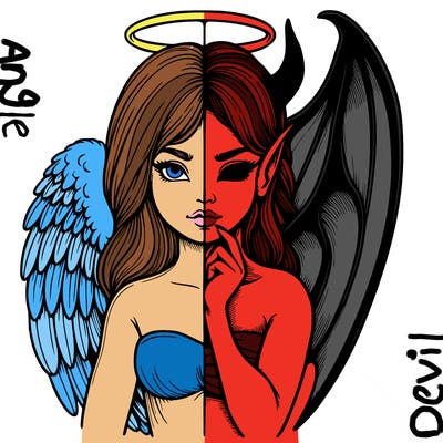 realistic angel half demon