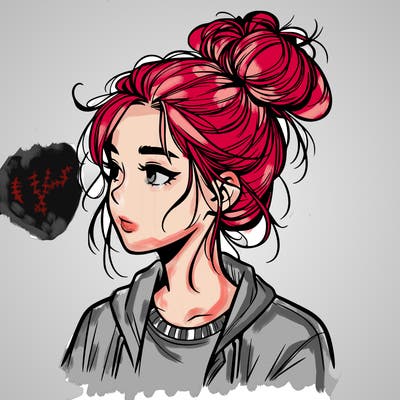 realistic teenage girl with a messy bun