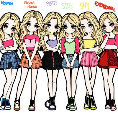 a group of girls realistic