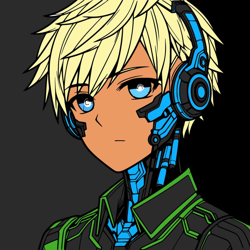 futuristic anime young man