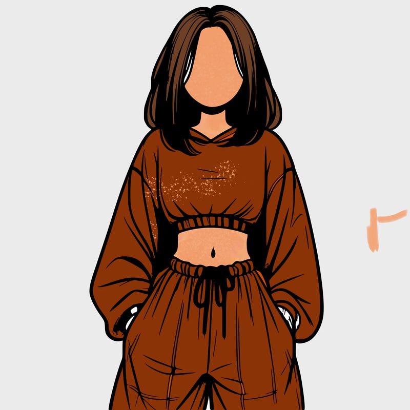 realistic girl faceless with baggy pants and a crop top