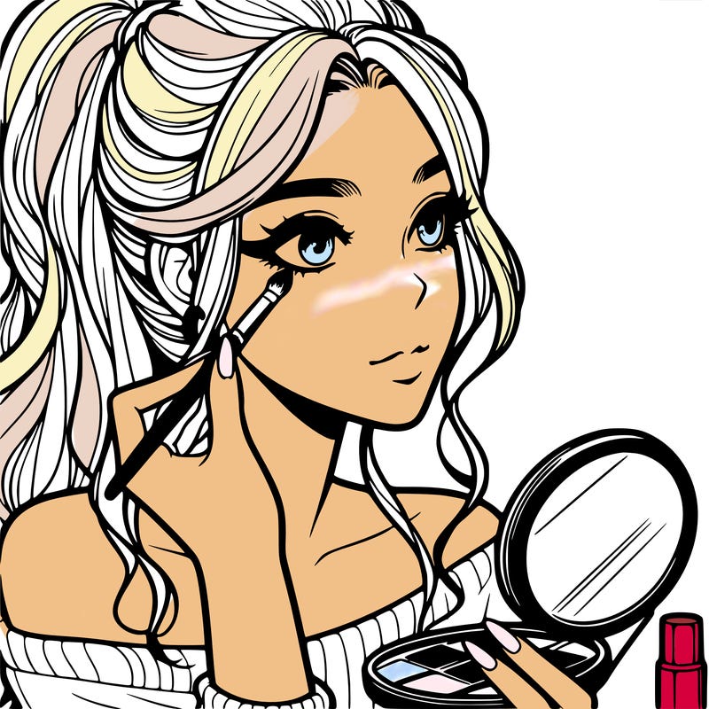 a realistic girl doing her makeup