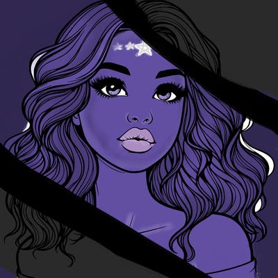 realistic girl with wavy hair and lips