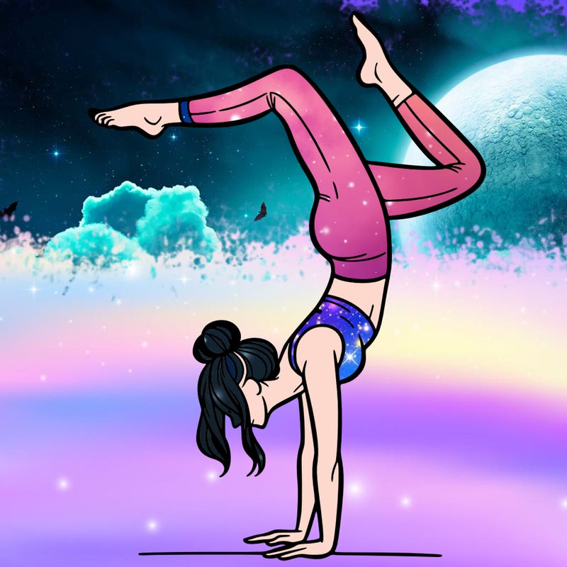 a woman doing a handstand