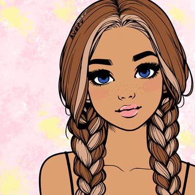 realistic girl with braids