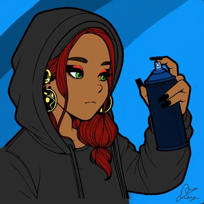 a realistic girl, spray painting