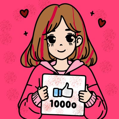 a girl with a sign saying 1000 likes