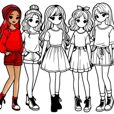 a group of five girls