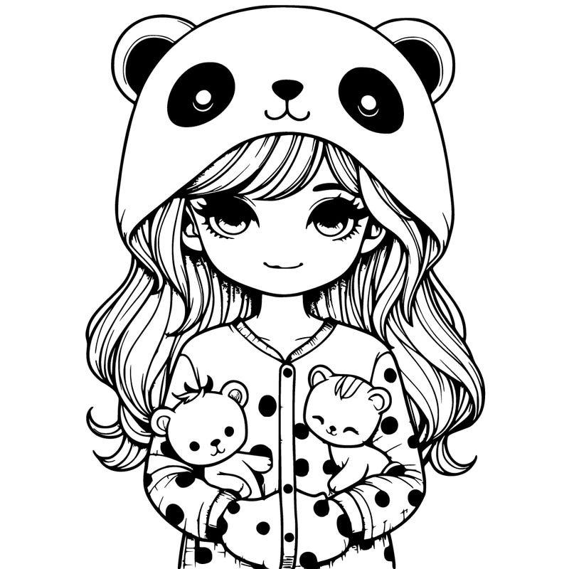 realistic girl in animal pjs