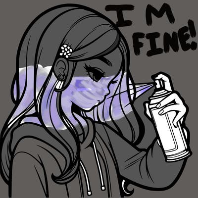 a realistic girl spray painting