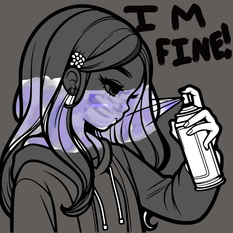 a realistic girl spray painting