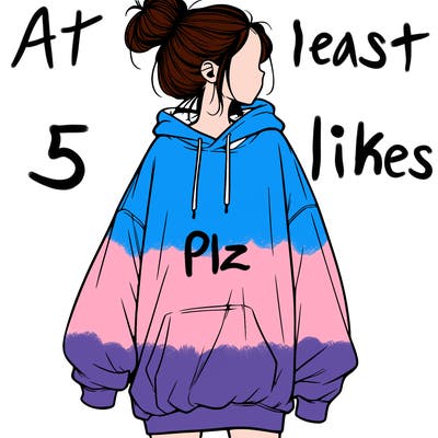 realistic girl with a oversized sweatshirt on and a bun