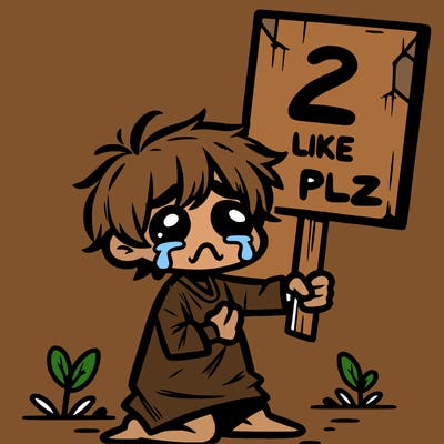 small poor toddler crying with sign that says 2 like plz