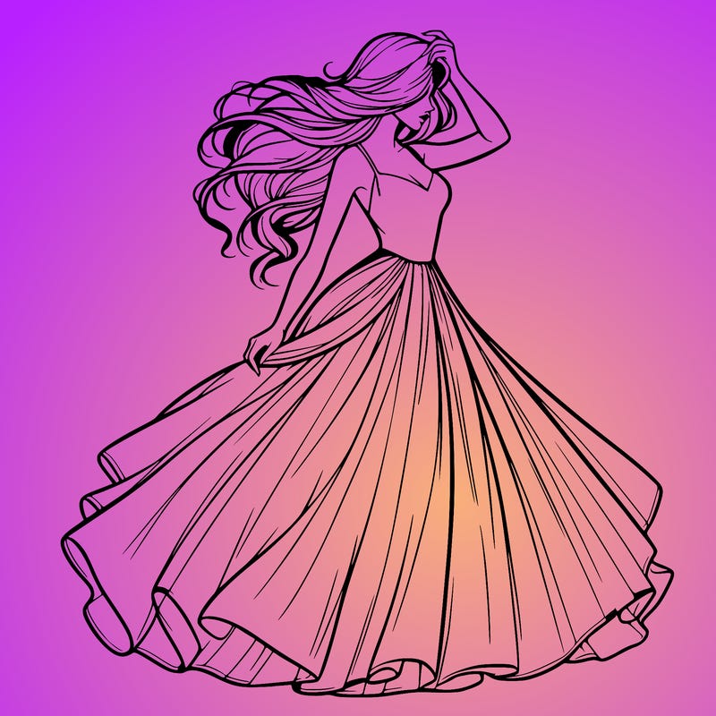 realistic woman with dress flowing in the wind