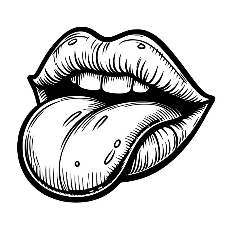 realistic lip with tongue sticking out