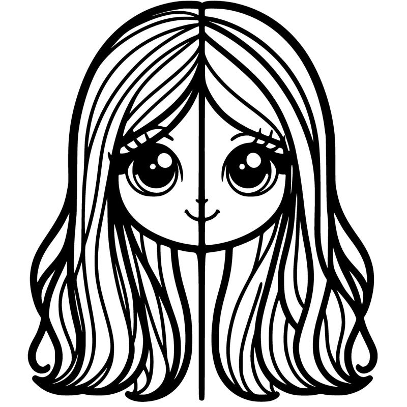 split girl with long hair