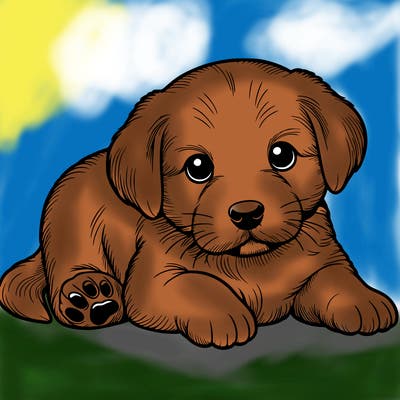 a cute realistic puppy