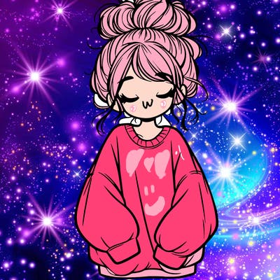 girl with baggy sweatshirt and messy bun