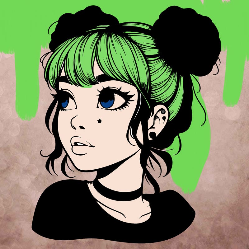 realistic girl with spacebuns