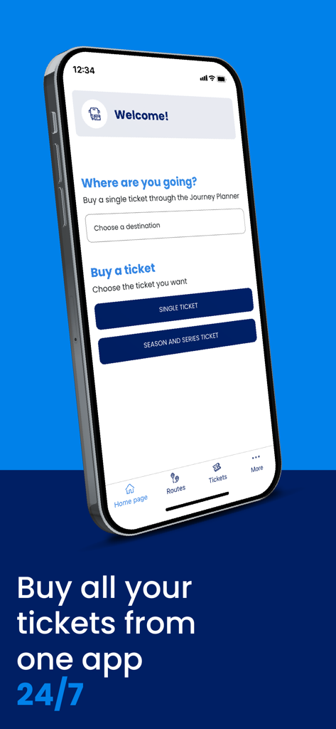 Reitit ja Liput - Reitit ja Liput app welcome screen for planning journeys and purchasing transit tickets