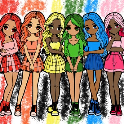 a group of girls realistic