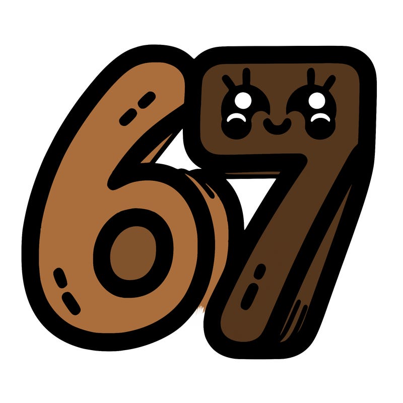 the numbers 67
