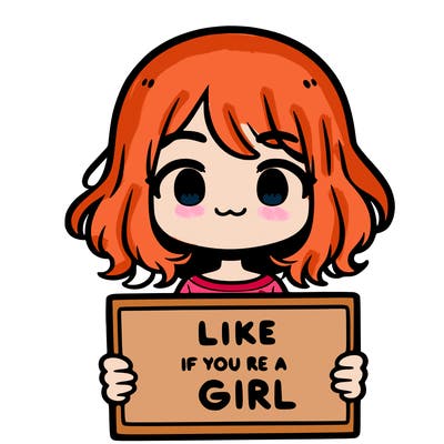 a cute girl holding a sign that says like if you’re a girl