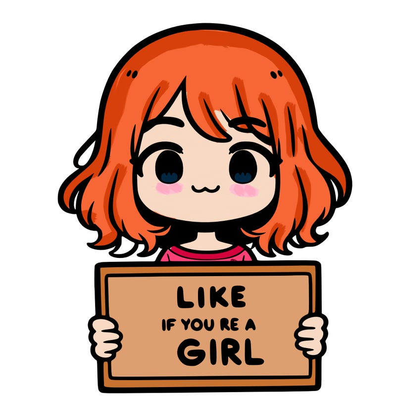 a cute girl holding a sign that says like if you’re a girl