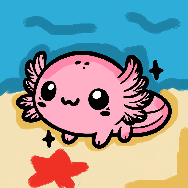 cute easy baby axolotl