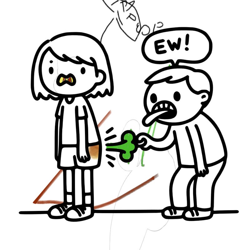 someone tooting on a person and saying ew