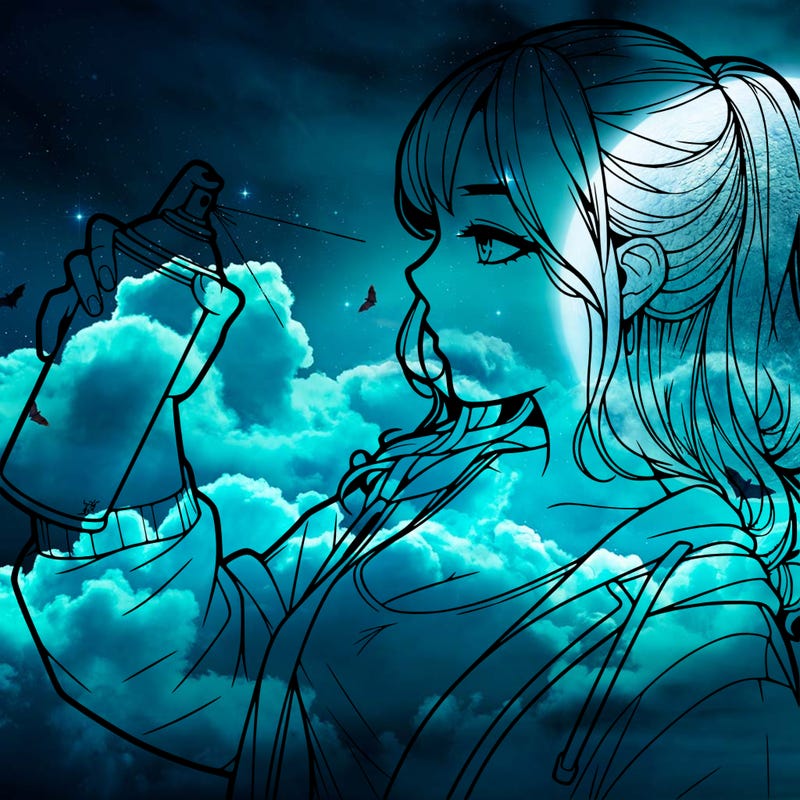 a realistic girl spray, painting