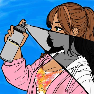 a realistic girl spray, painting